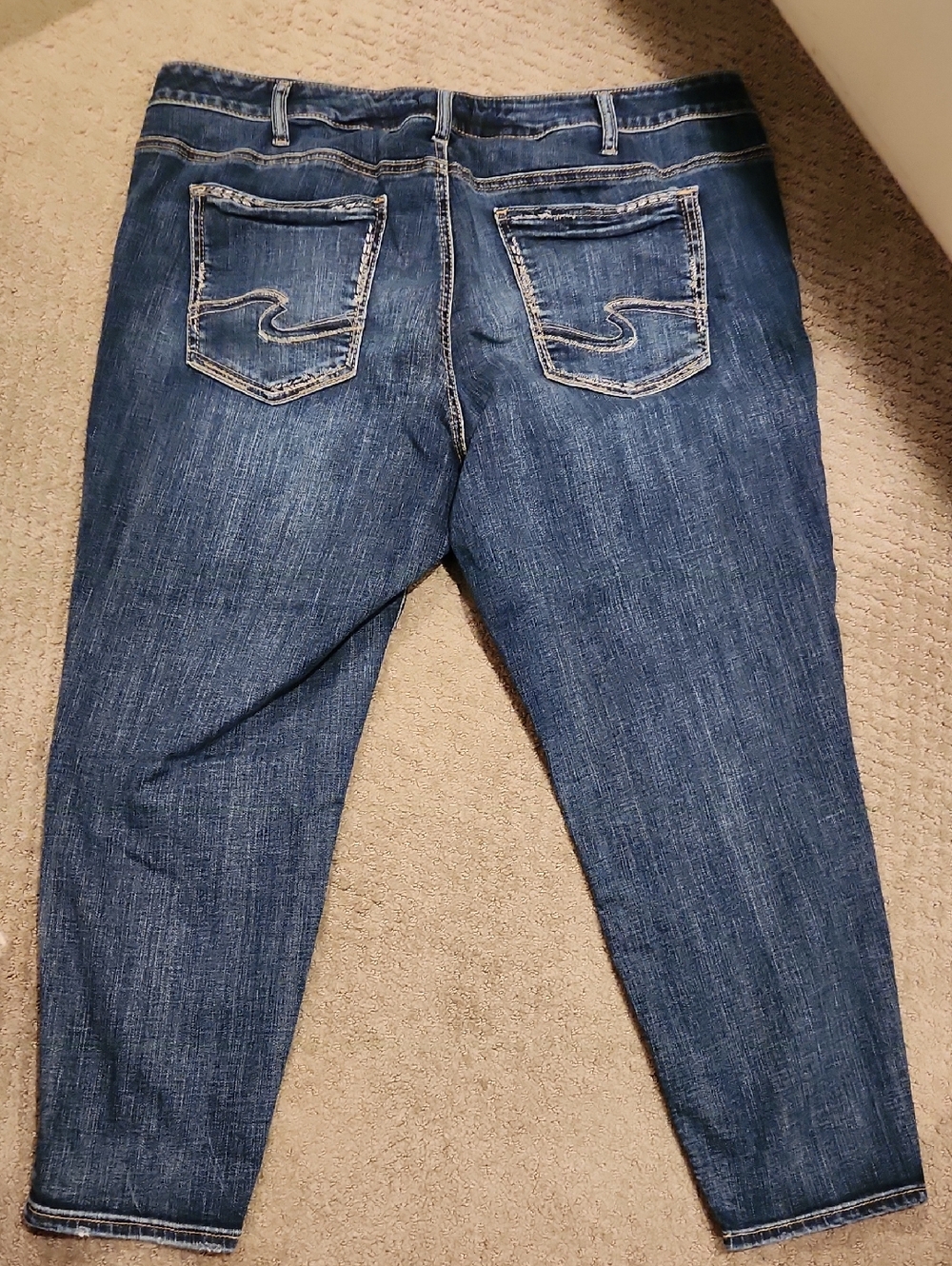 NEW Silver Jeans Dark Blue Ankle Crop Denim Pocket Stitching SUKI SKINNY 22
